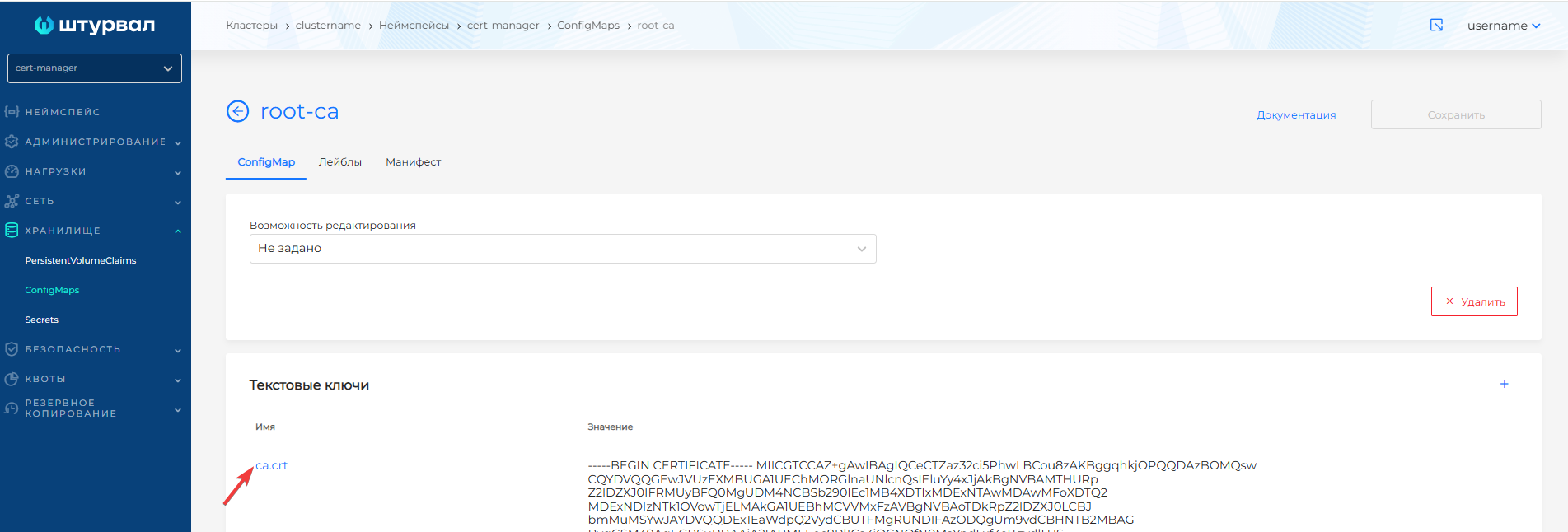 ConfigMap root-ca