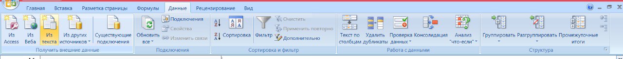 Вкладка «Данные» в Excel 2018 и ниже
