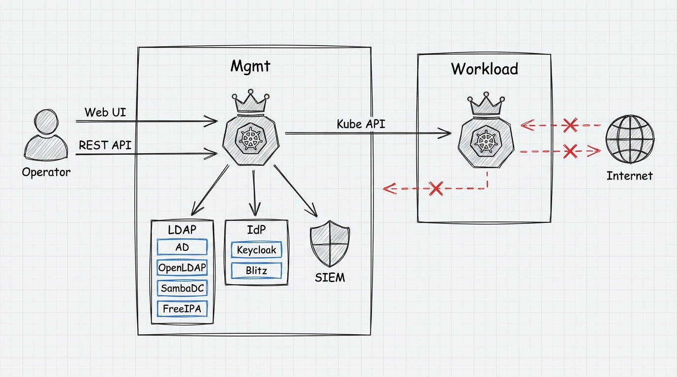 Scheme of interaction when managing clusters